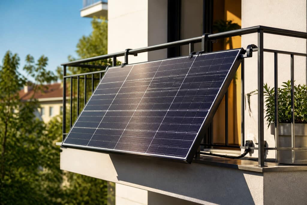Kit pannello solare plug-and-play installato su un balcone