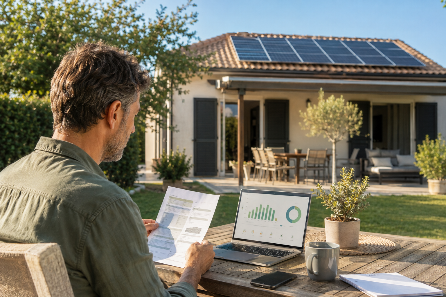 Proprietario confronta bolletta, consumi e produzione per valutare la convenienza di un impianto fotovoltaico domestico